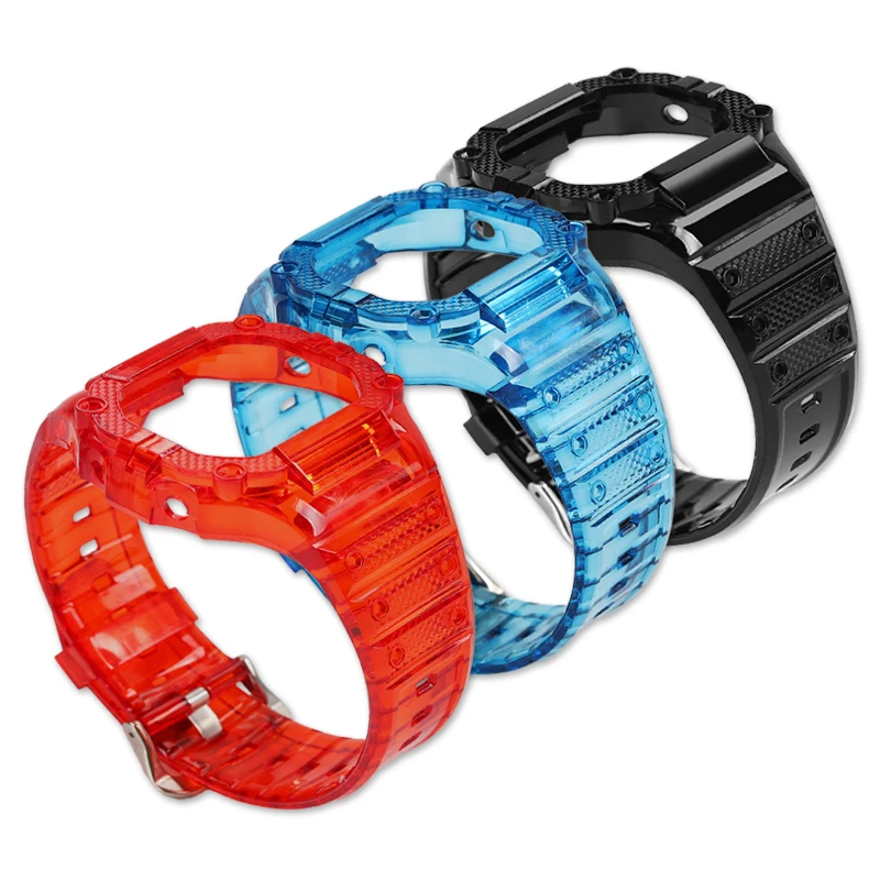 Transparent color 5600 Resin watchband For Casio G-SHOCK DW5600 5610 GW-B5600 GW-M5610 One-piece silicone men watch case strap