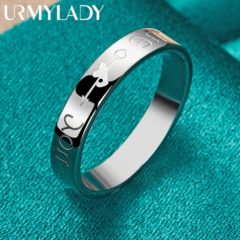 URMYLADY 925 Sterling srebrne dla zakochanych gładkie 7-10 # pierścień dla kobiet moda Wedding Party Charm biżuteria