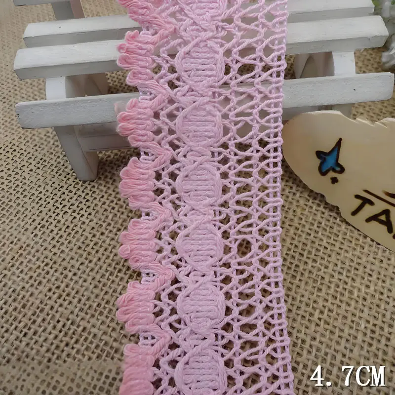 Premium Cotton Pink Gradient Lace Trim 4.7cm Width - Customizable for Elegant Garment Edging and Decorative Apparel Accessories