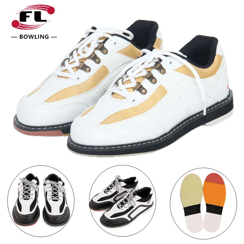 Women Men PU Leather Bowling Shoes Unisex Right Hand Non-slip Sneakers Cushioned Breathable Bowling Shoes Training Sports