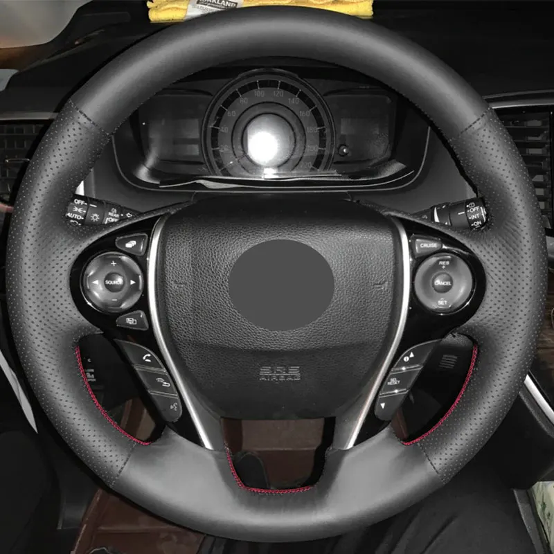 Braids on Car Steering Wheel Hand-stitched Perforated Leather Cover For Honda Accord 9th 2013-2017 Crosstour 2013 2014 2015