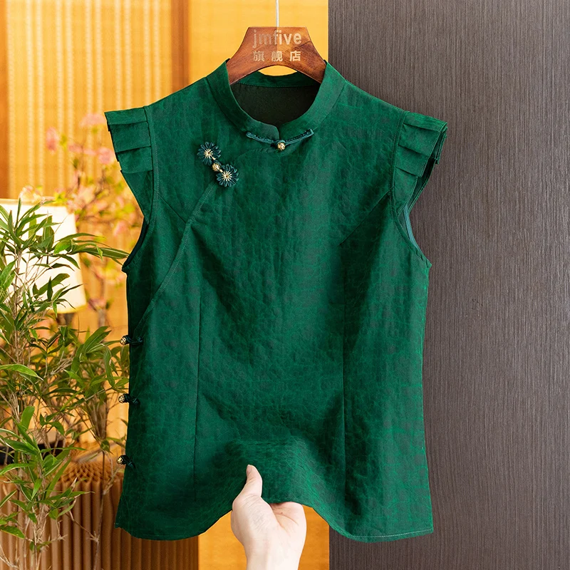 New Chinese-Style Heavy Silk Xiangyun Yarn Elegant Blouse for Women, 2026 Autumn New Product, National Style Fashionable Mulberry Silk Top