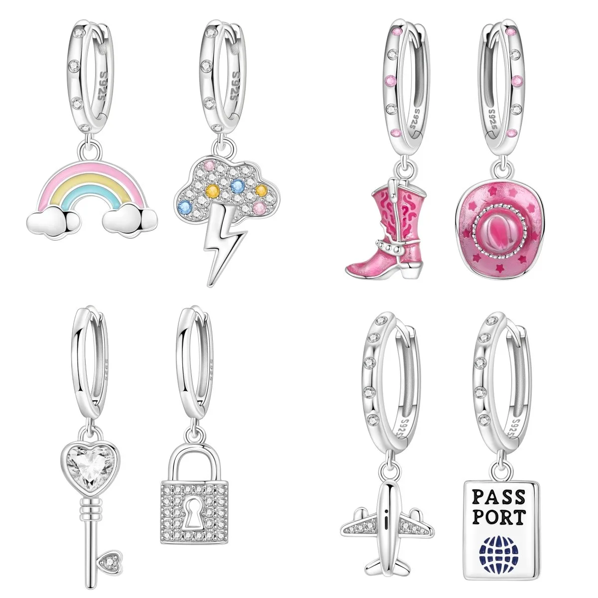 Orstarry S925 Sterling Silber Ohrringe, personalisierte, einzigartige, asymmetrische Ohrringe für Frauen, Geburtstagsgeschenk, Silberschmuck, Geschenk