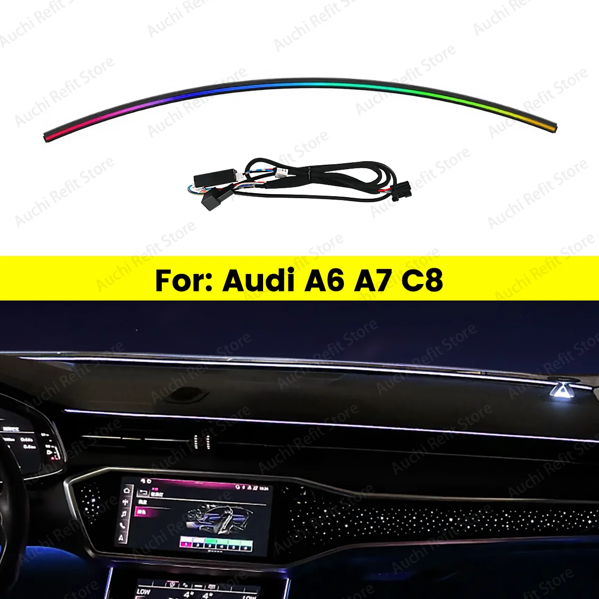 

32 Colors Car LED Ambient Strip Light For Audi A6 A7 C8 Car Interior LED System Screen Control Atmosphere Lamp Decorative Light
