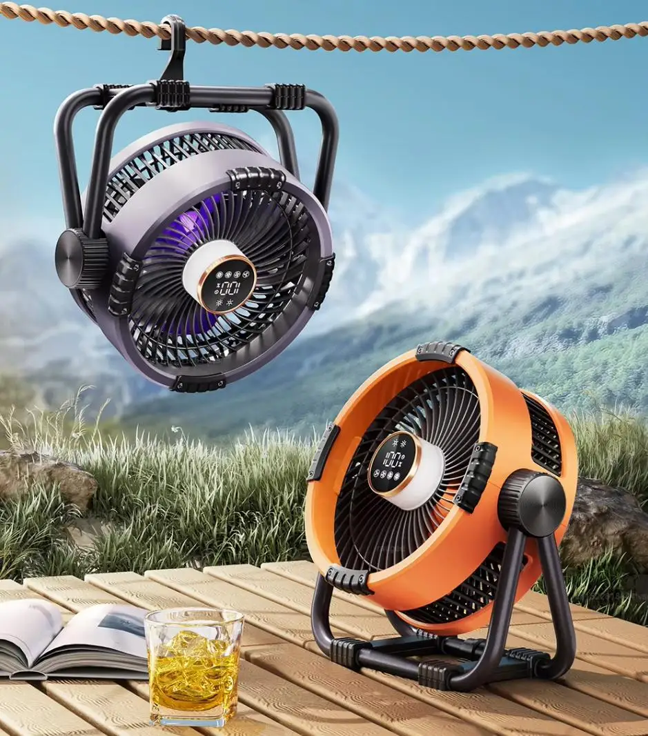Tent Ceiling Fan 20000mAh USB Rechargeable Battery Wireless Portable Outdoor Camping Fan with Hook and LED Light Air Circulator