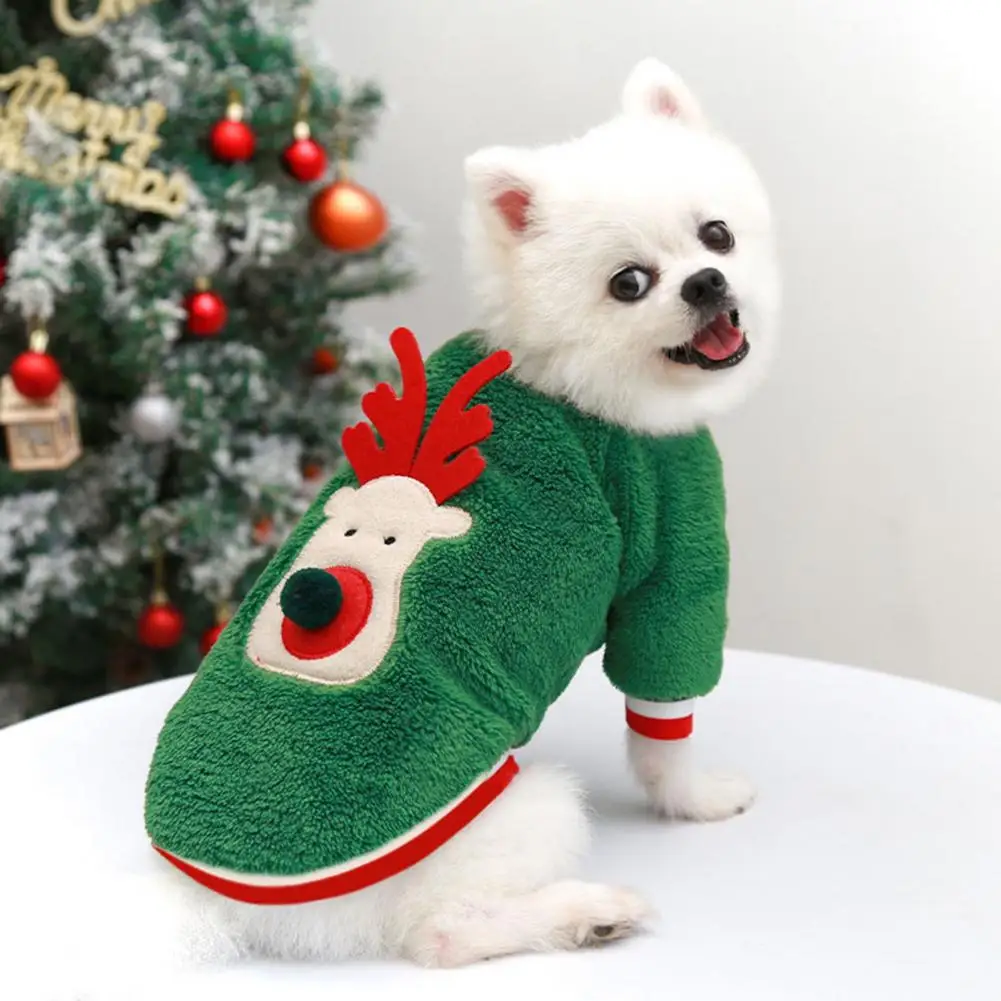 Puppy Christmas Coat Pet Dog Xmas Deer Face Costume Clothing Winter Dog Clothes Sweater Autumn Warm Chihuahua Teddy Supplies