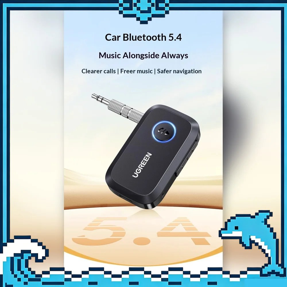 UGREEN 90748 Bluetooth 5.4 Car Audio Receiver AUX Adapter with Hands-Free Calling for Car Stereo Speakers.