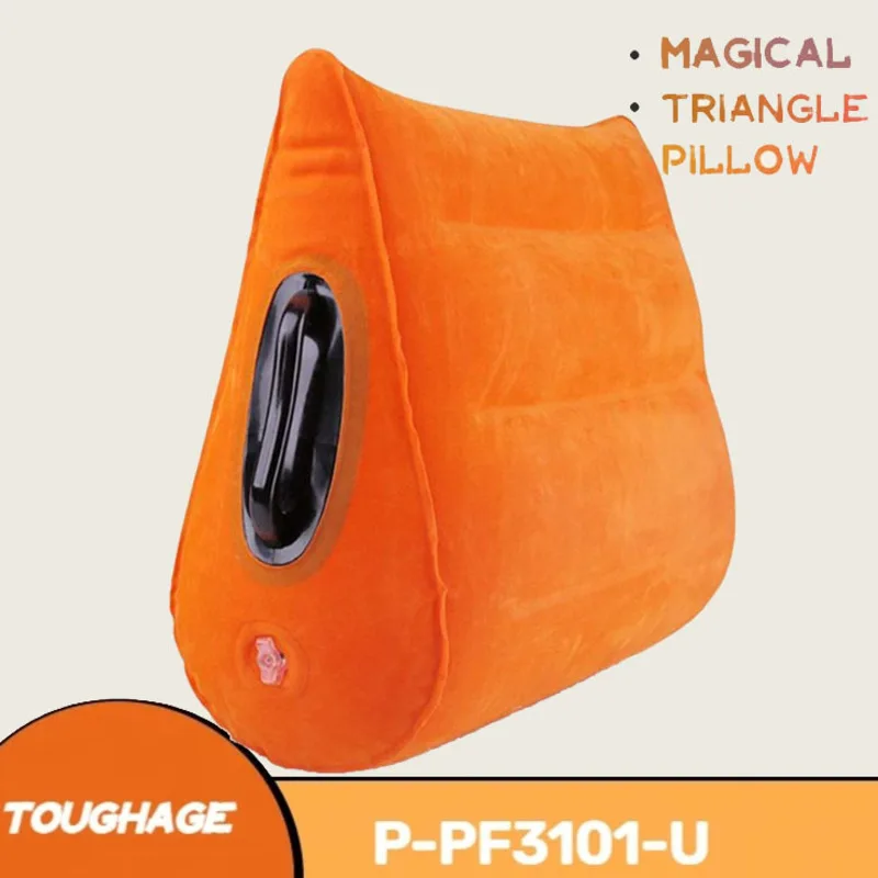 

Toughage Inflatable Triangle Pillow Orange Velvet Wedge Cushion Magical Pad Sofa Bed Love Position Sex Toys With Inflation Pump