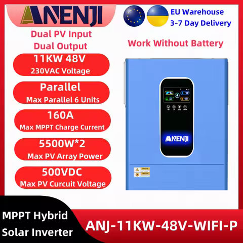 11KW Parallel Solar Inverter Hybrid 220v 48v off on Grid Inversor Built 160a MPPT Charge Controller Dual Output Dual PV Input