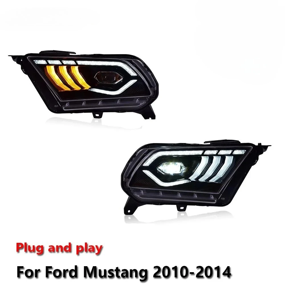 

Car LED Headlight Assemblies For Ford Mustang 2010-2014 Fog DRL Brake Turn Signal Lamp Plug and Play