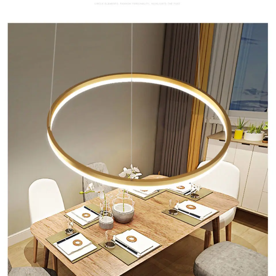 

Modern Minimalist LED Ring Single-Ring Lamp Chandelier for Restaurant Living Room Bar Hotel Study - Creative Lighting Design