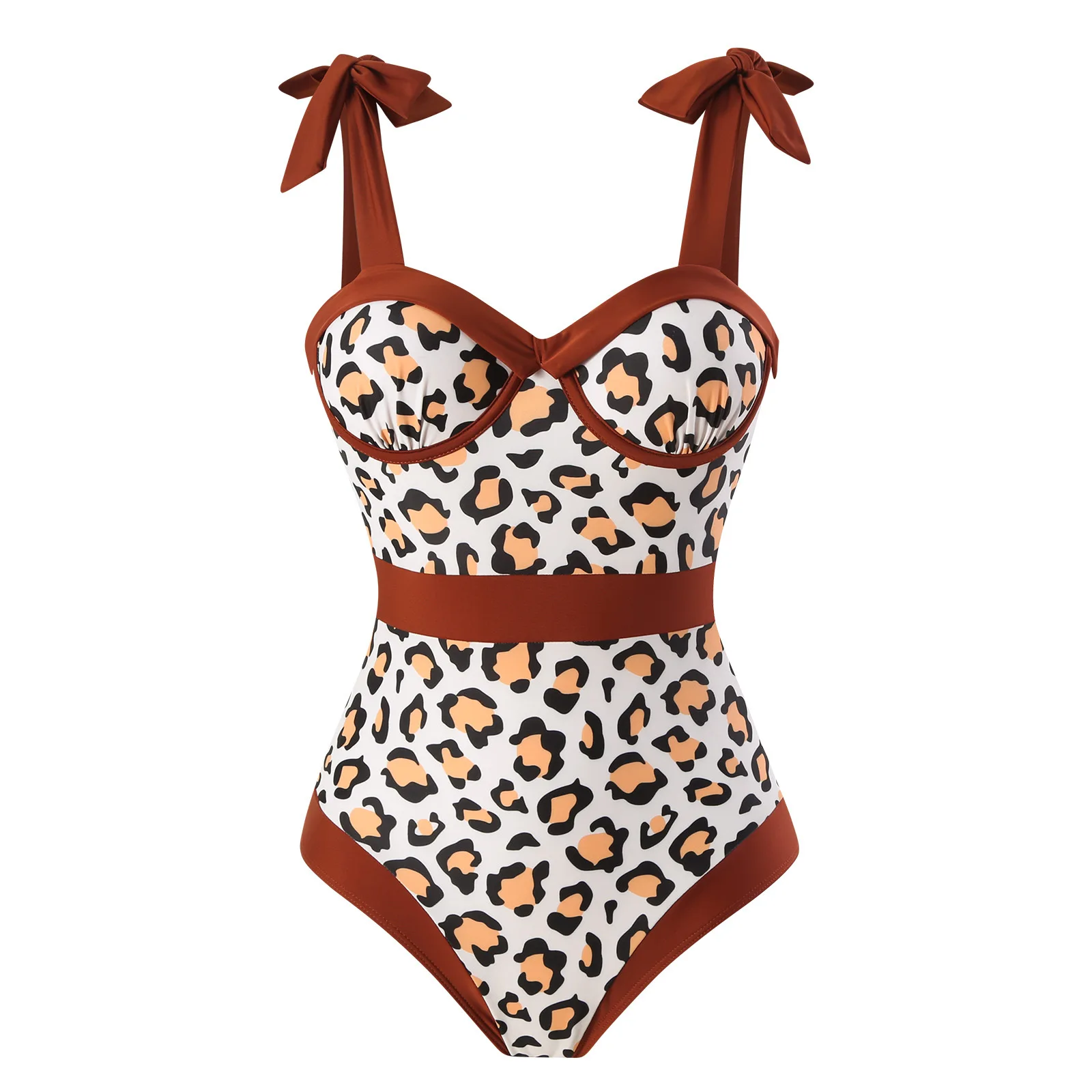 Bikini Vintage con estampado de leopardo para mujer, traje de baño femenino con realce, conjunto de Bikini, ropa de baño para mujer, envío directo