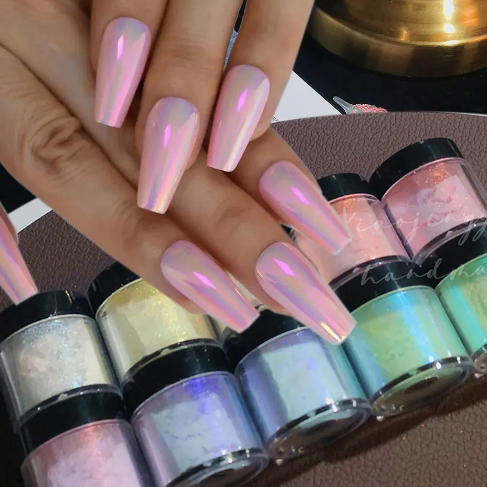 5g/Bottle Aurora Neon Nail Art Glitter Powder Ultra-Fine Sparkly Ice Muscle Chrome Pigment Manicure Decorations Rubbing Dust *&