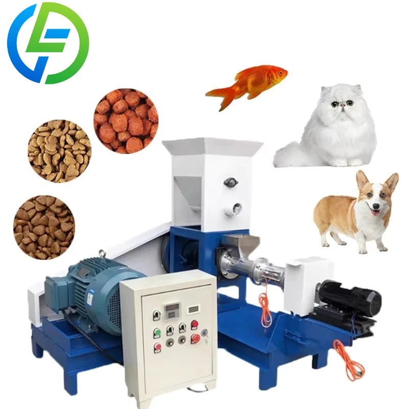Customized Fish Food Kibble Dry Extruded Dog Food Manufacturing Machine with Engine and Motor Pet Food for Dogs and Cats