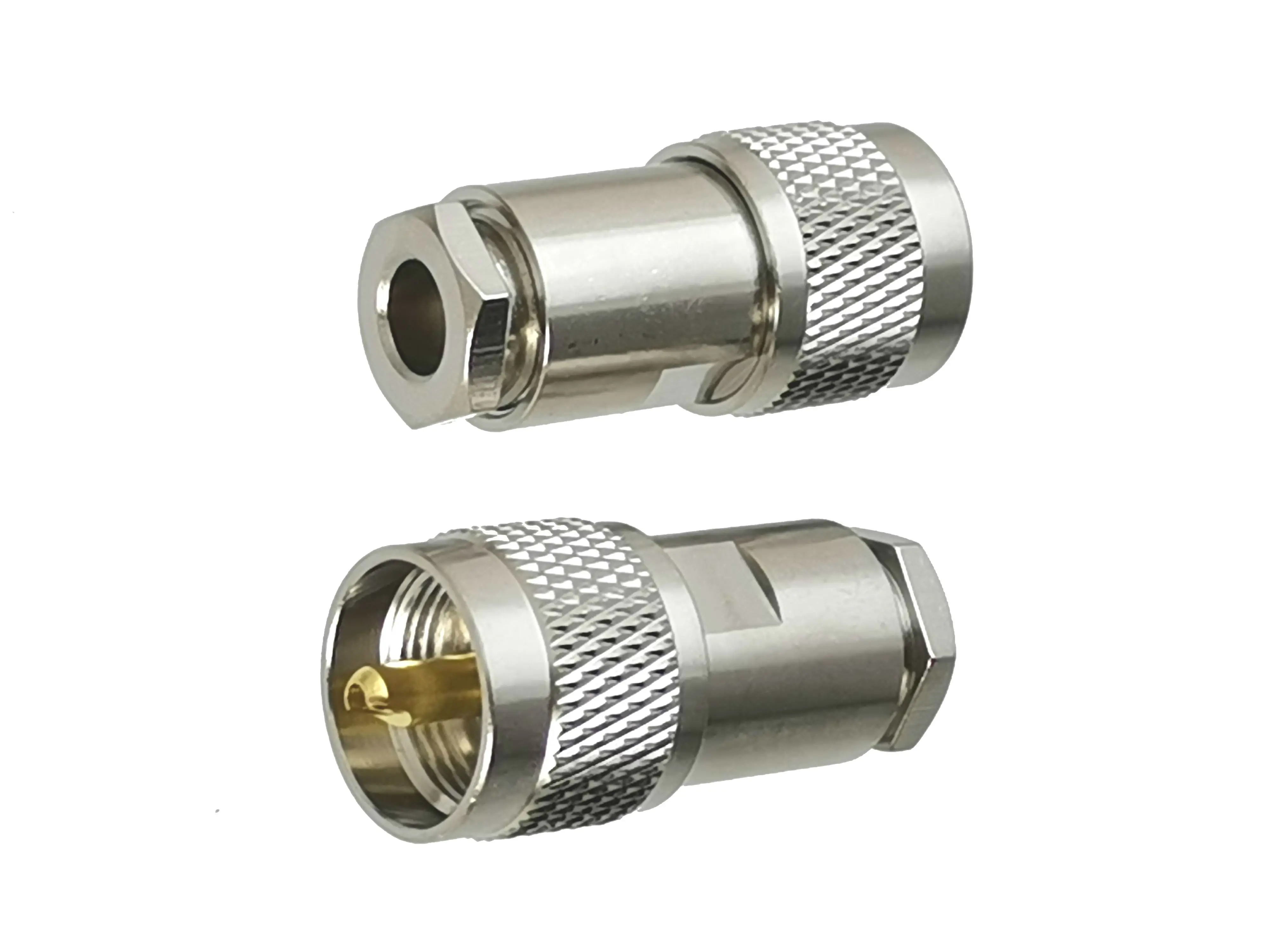 1pcs UHF PL259 Male Plug Connector Clamp RG58 RG142 / RG8X / RG5 RG6 / RG8 LMR400 Cable RF Coaxial Brass Right Angle & Straight