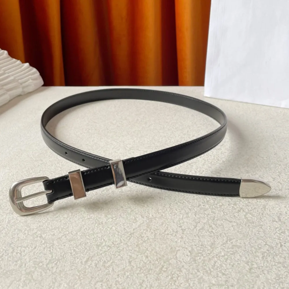 Retro Style Genuine Leather Women Belts With Needle Buckle 1.8cm Wide Designer's Belt Luxury Female Waist Strap