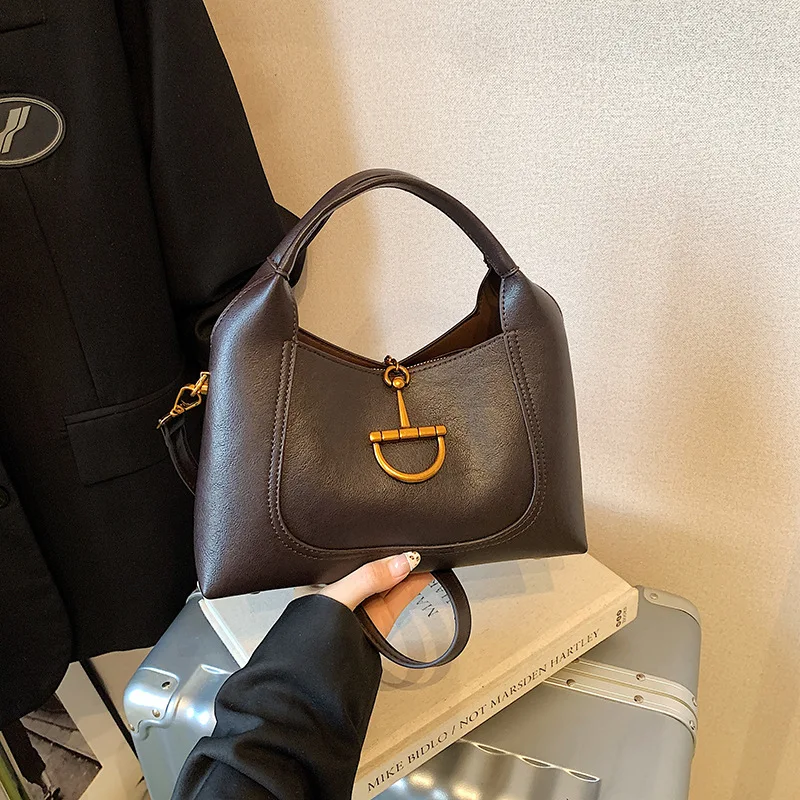 Tas Tote Wanita Musim Gugur Musim Dingin 2025, Tas Selempang Kulit Gaya Vintage, Tas Selempang Kapasitas Besar untuk Kerja dan Perjalanan