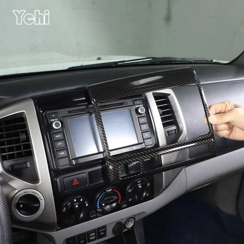 

For Toyota Tacoma 2011-2015 ABS Carbon Fiber/Red Car Center Control Navigation Screen Decorative Frame Sticker Car Accessories