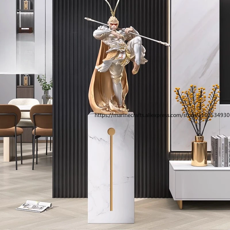 

Король обезьян для гостиной, украшение для пола, борьба над Буддой, мраморная скульптура
