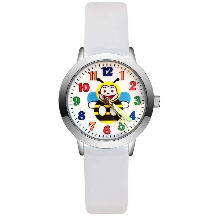 Mode Cartoon Regenboog Kinderen Student Meisjes Jongens Quartz Lederen Nylon Band Merk Horloge Fabriek Groothandel Geschenk