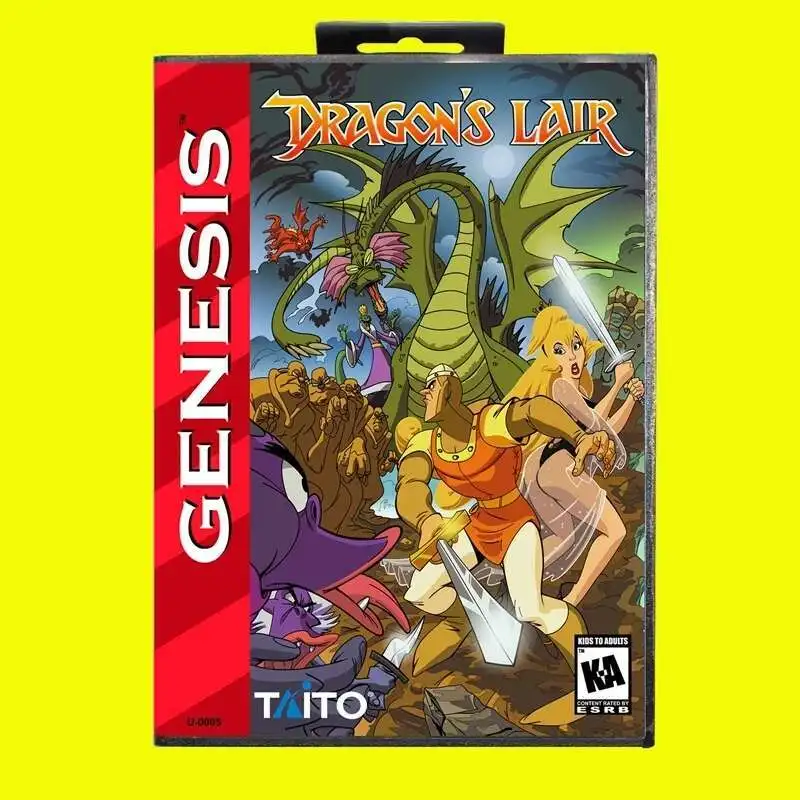 

Игровая карта Dragons Lair MD, 16-битный чехол из США для картриджа игровой консоли Sega Megadrive Genesis