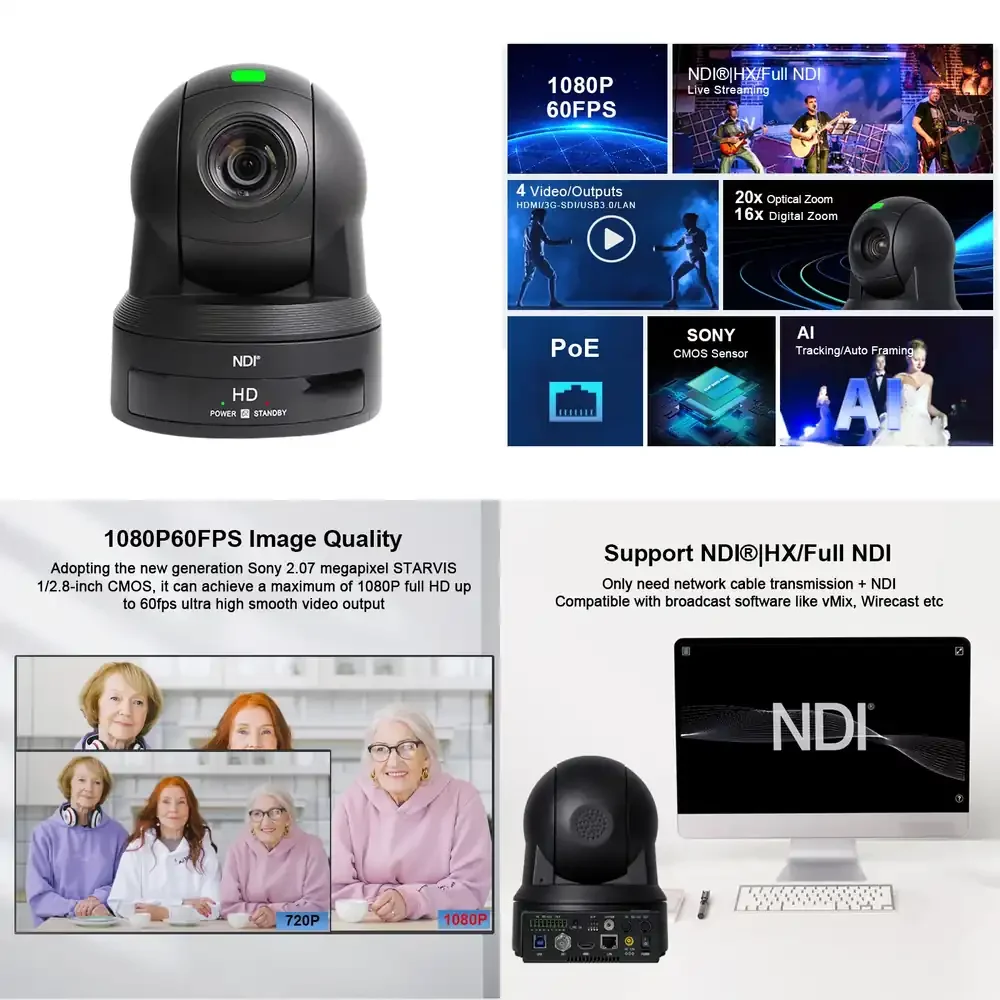 

HDKATOV PTZ Conference 20X Optical Zoom FHD 1080P 60FPS, USB3.0/HDM PTZ for Video Conferencing Church Services