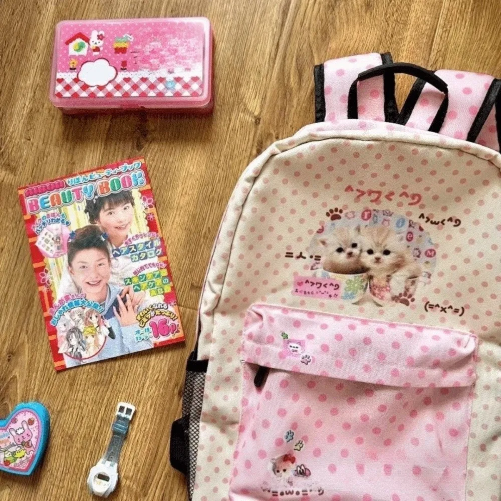 

Рюкзаки Kawaii контрастного цвета в горошек в стиле пэчворк, школьные ранцы большой вместимости в консервативном стиле, винтажные рюкзаки Y2k, повседневная жизнь