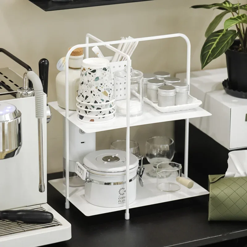 Wrought iron double-layer rack, bathroom countertop finishing rack, cosmetic storage rack ins wind desktop rack