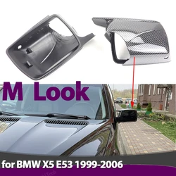 Carbon Fiber Pattern M Look Rearview Side Mirror cover Caps For BMW X5 E53 1999-2006 Replacement