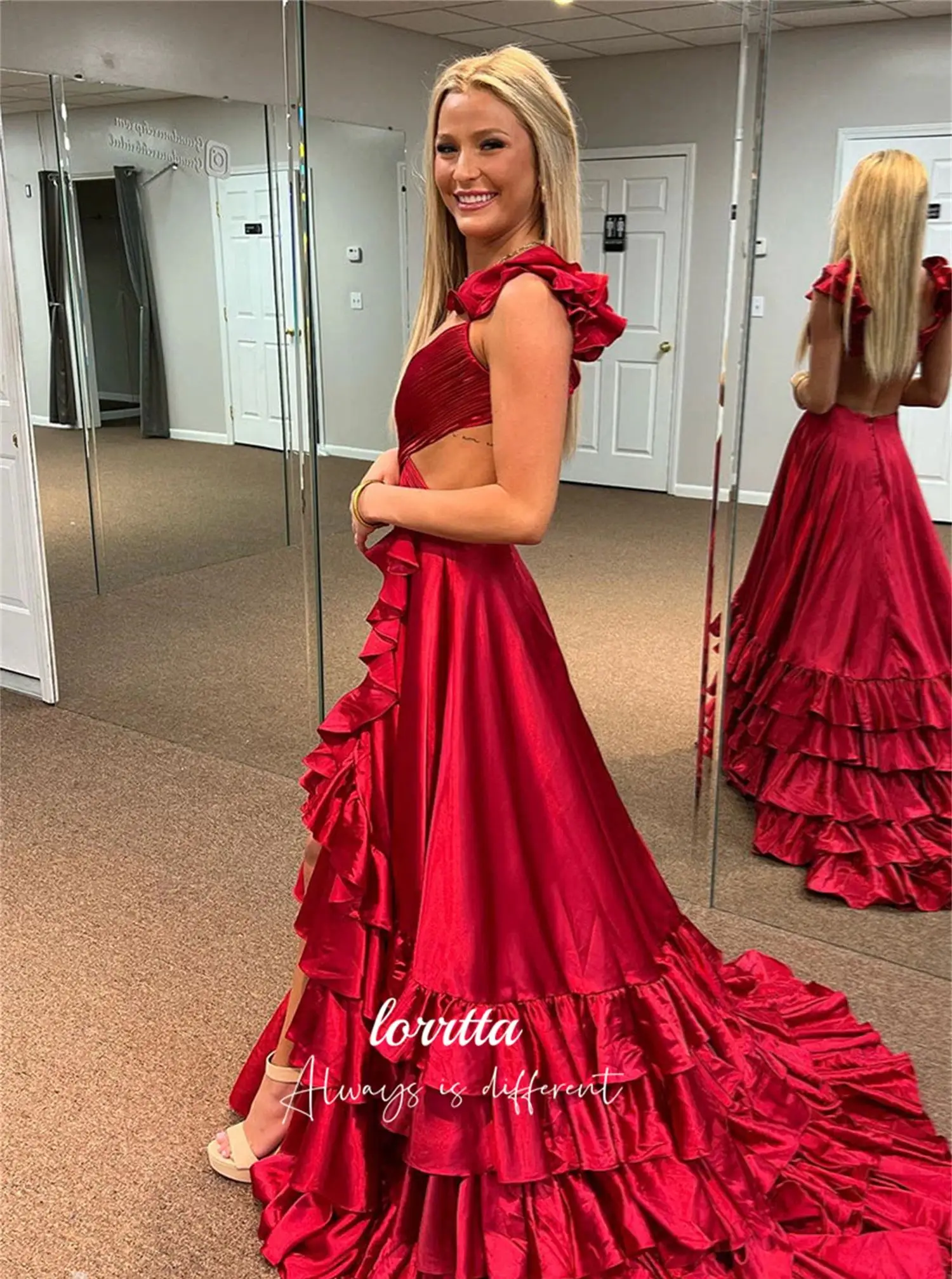 

Lorrtta Backless Layered Evening Dress Ball Gown Birthday Dresses Luxury 2024 Wedding Prom Cocktail Party Bespoke Occasion Gala