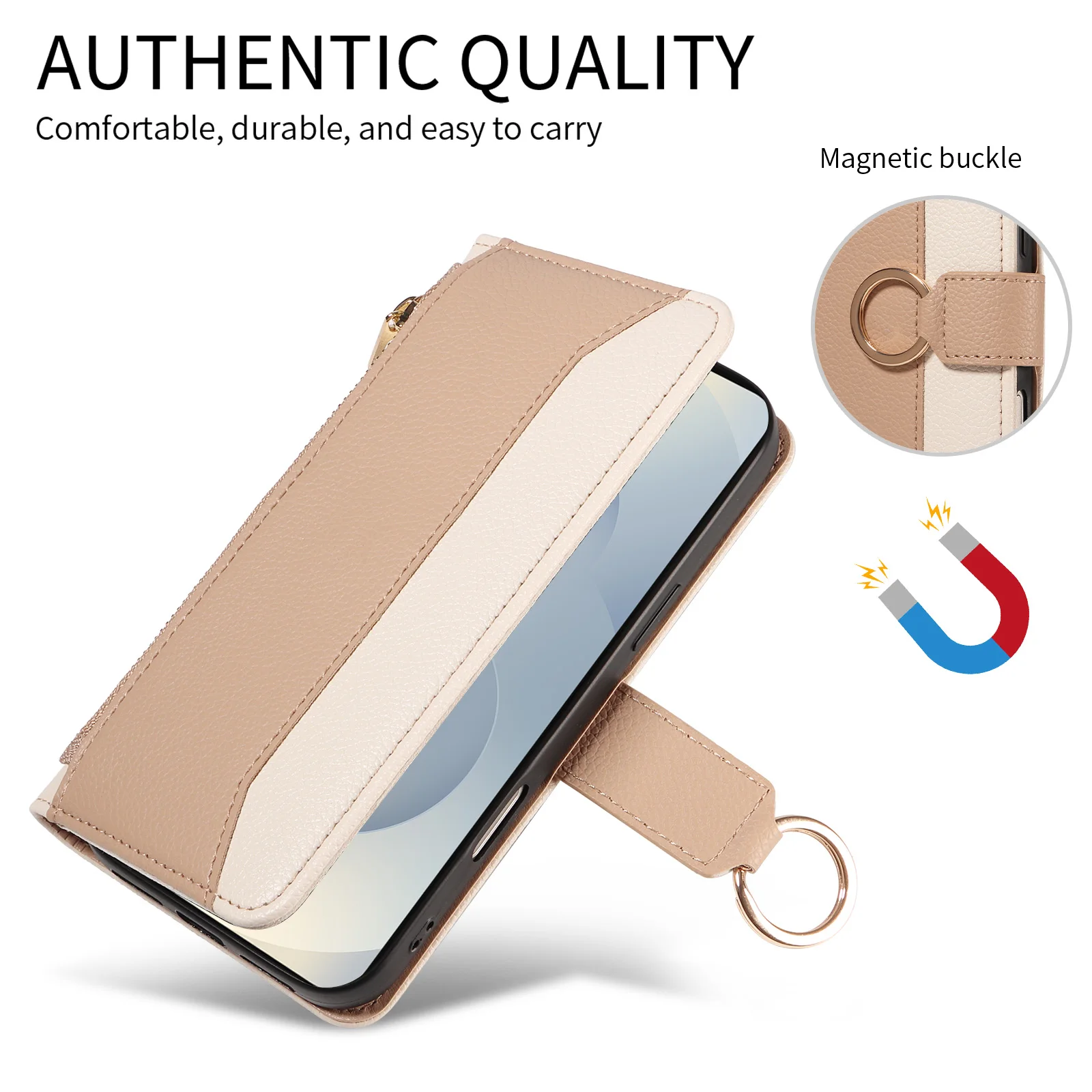 Patchwork-Ring-Reißverschluss-Brieftaschen-Schutzhülle für Samsung S26Ultra S25 Plus S24+ S23 S22 S21 S20 Fe Handyhülle mit Münzfach und Umhängegurt Kunstleder-Handytasche – Detail 10
