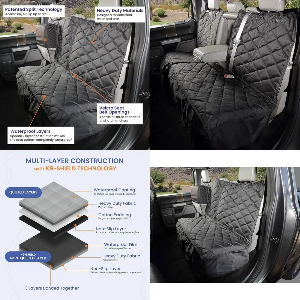 

Чехлы на скамейки для грузовиков с гамаком для собак и Split-Tech — защита заднего сиденья для собак, подходит для полноразмерной кабины для экипажа с разделенной Ben