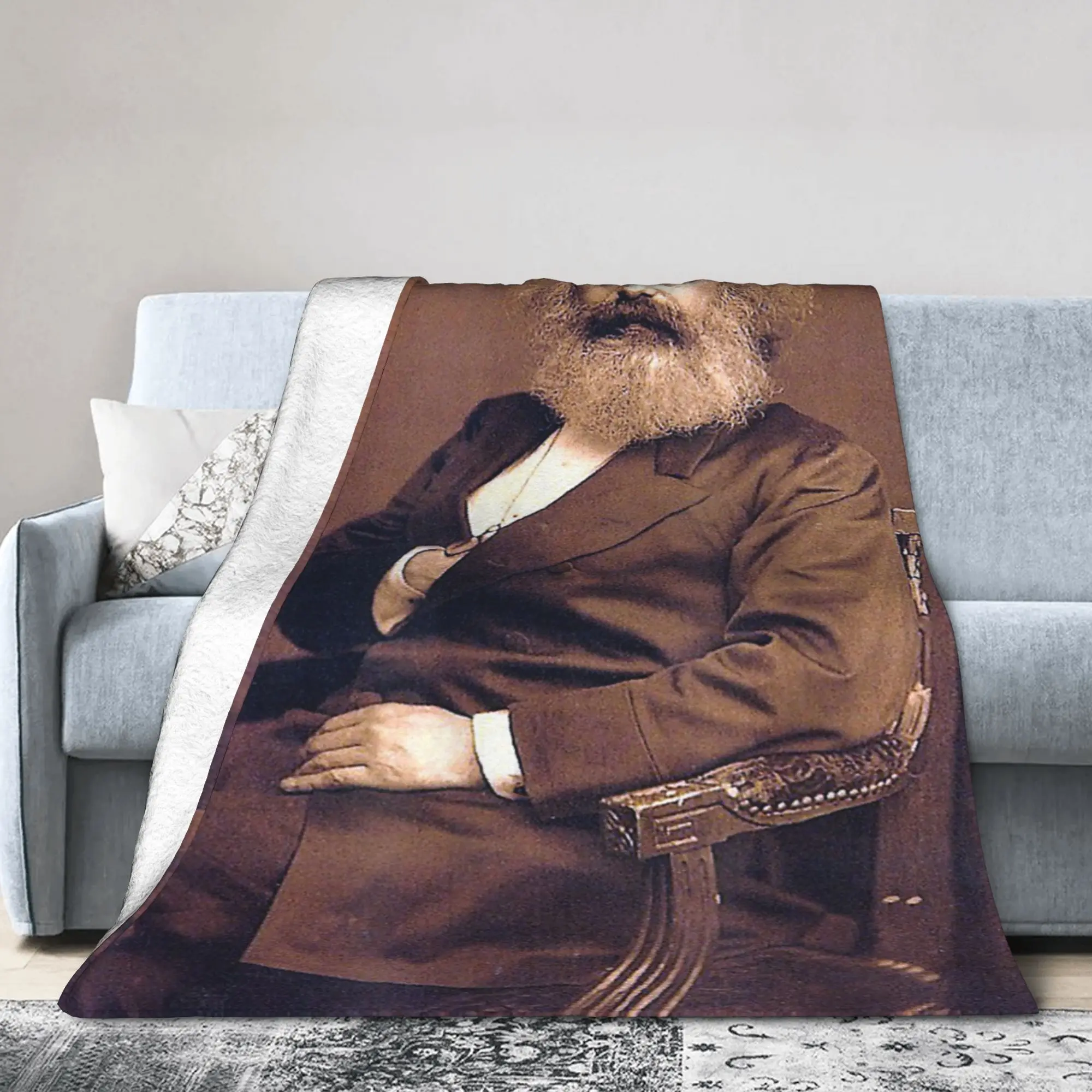 Warm Soft Blanket Vintage Marxist Communism Socialist Revolutionary Karl Marx Throw Blanket Flannel Bedspread For Sofa Bed Cover