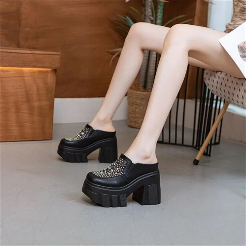 11cm Slippers Patent Leather Platform Wedge Sneakers Pumps Summer Women ROME Hidden Heels Sandals Ladies Fashion Shoes