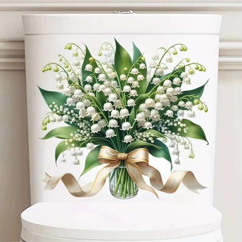 Plant-Themed Lily Cartoon Wall Sticker Bathroom Toilet Decor Living Room Cabinet Refrigerator Home Decoration Decals S876