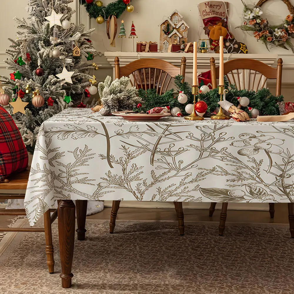 Beige Damask Waterproof table cloth, splash-proof tablecloth, for party, Halloween, Christmas, dining, camping