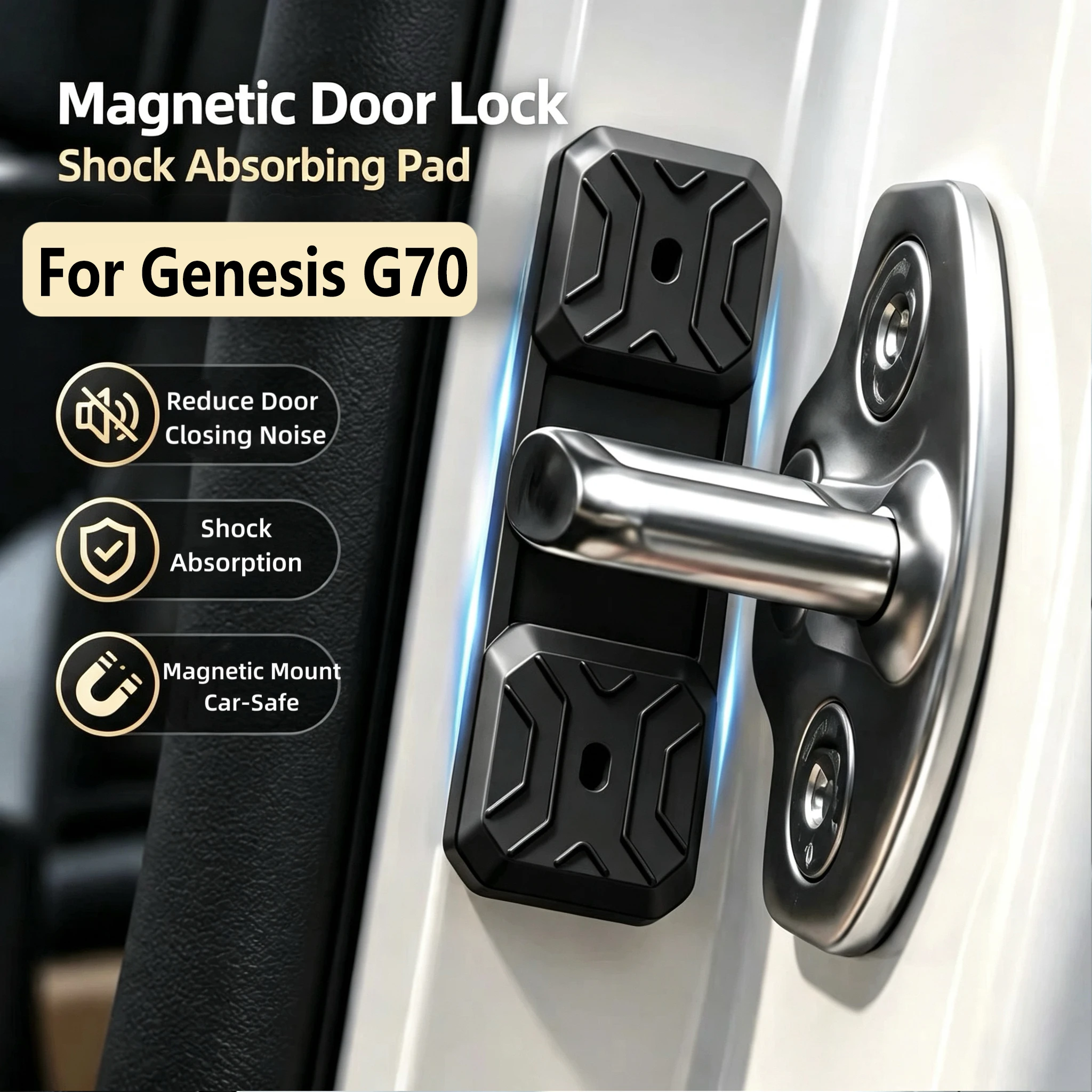 NEW Magnetic Silicone Door Lock Dampener Pads For Genesis G70, Noise Reduction,Buffer, Shock Absorption,Car Interior Accessories