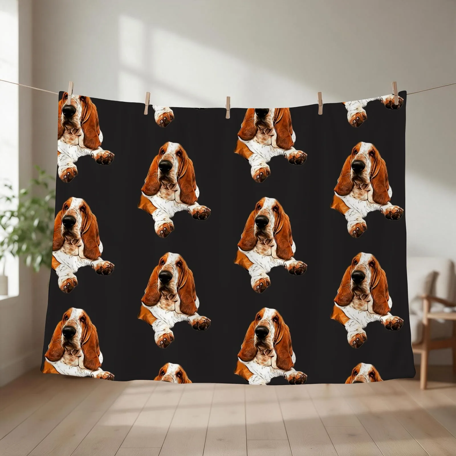 Basset Hound - The Gorgeous Look! Throw Blanket couch cozy soft plush fuzzy picnic outdoor blanket