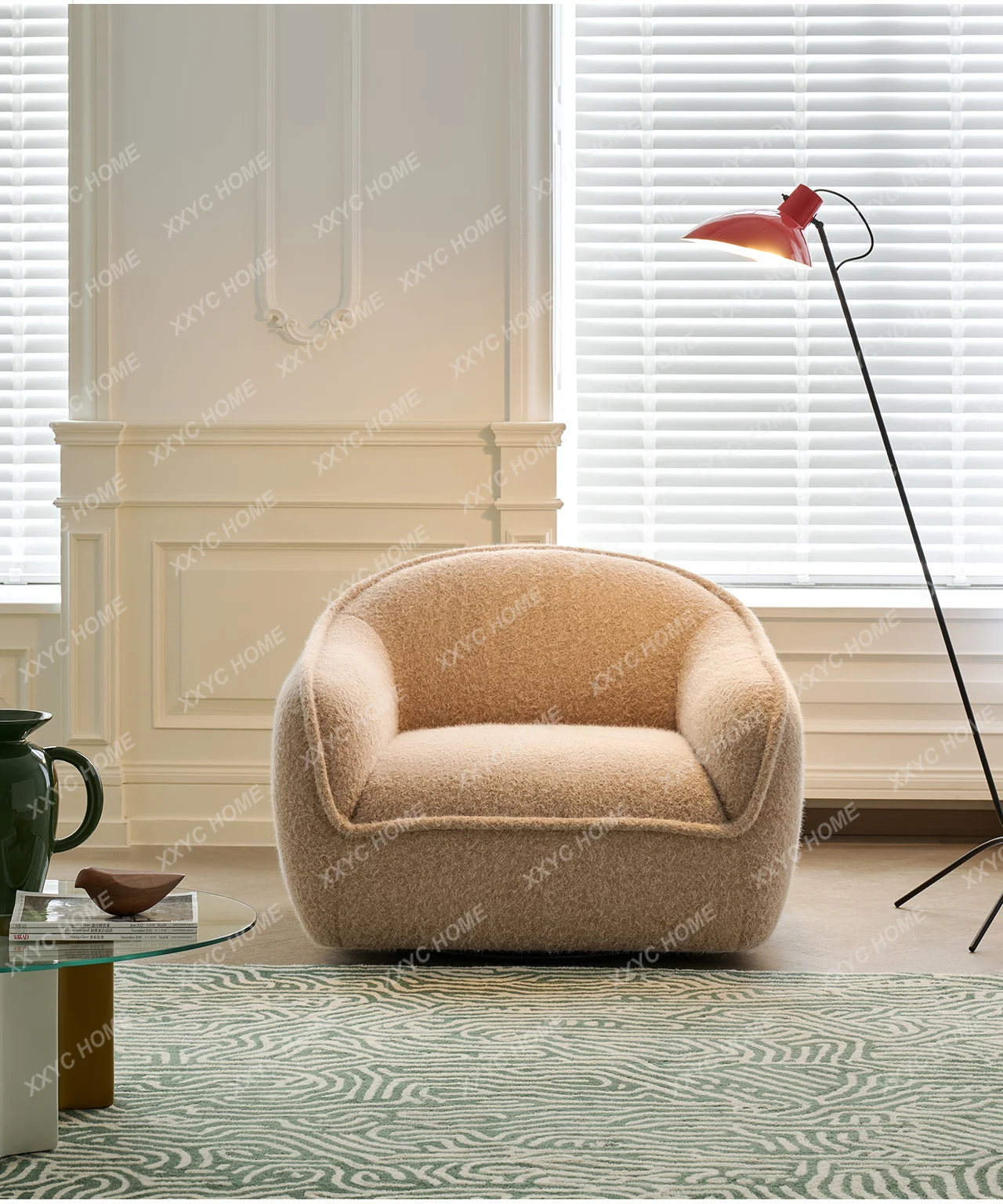

Retro Style Living Room Fabric Single Sofa Swivel Chair Creative