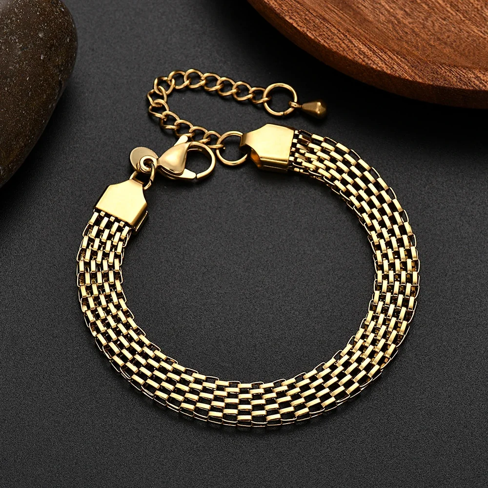 New fine 18K Gold S925 Sterling Silver trend 6-8MM mesh chain Bracelets for Men Women jewelry Wedding party Holiday Gifts 18+5cm