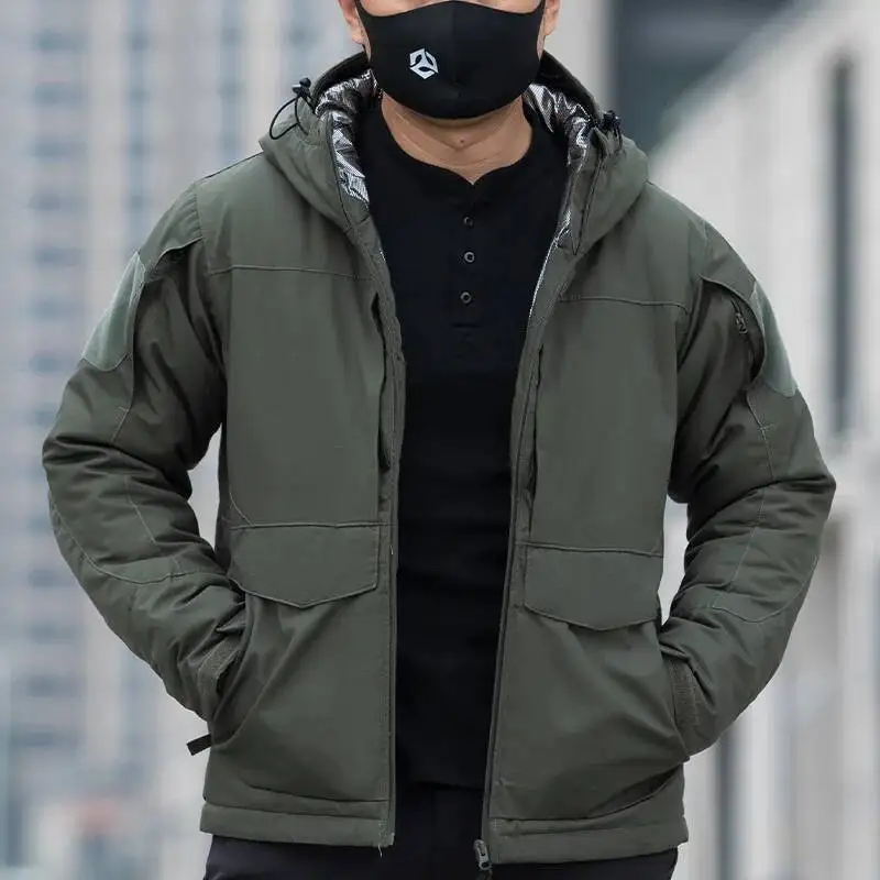 

Autumn Winter Heated Tactical Jacket Camo Windbreaker Warm Cotton Padded Hooded Coat Men Outdoor Hiking Sports Climbing Clothes