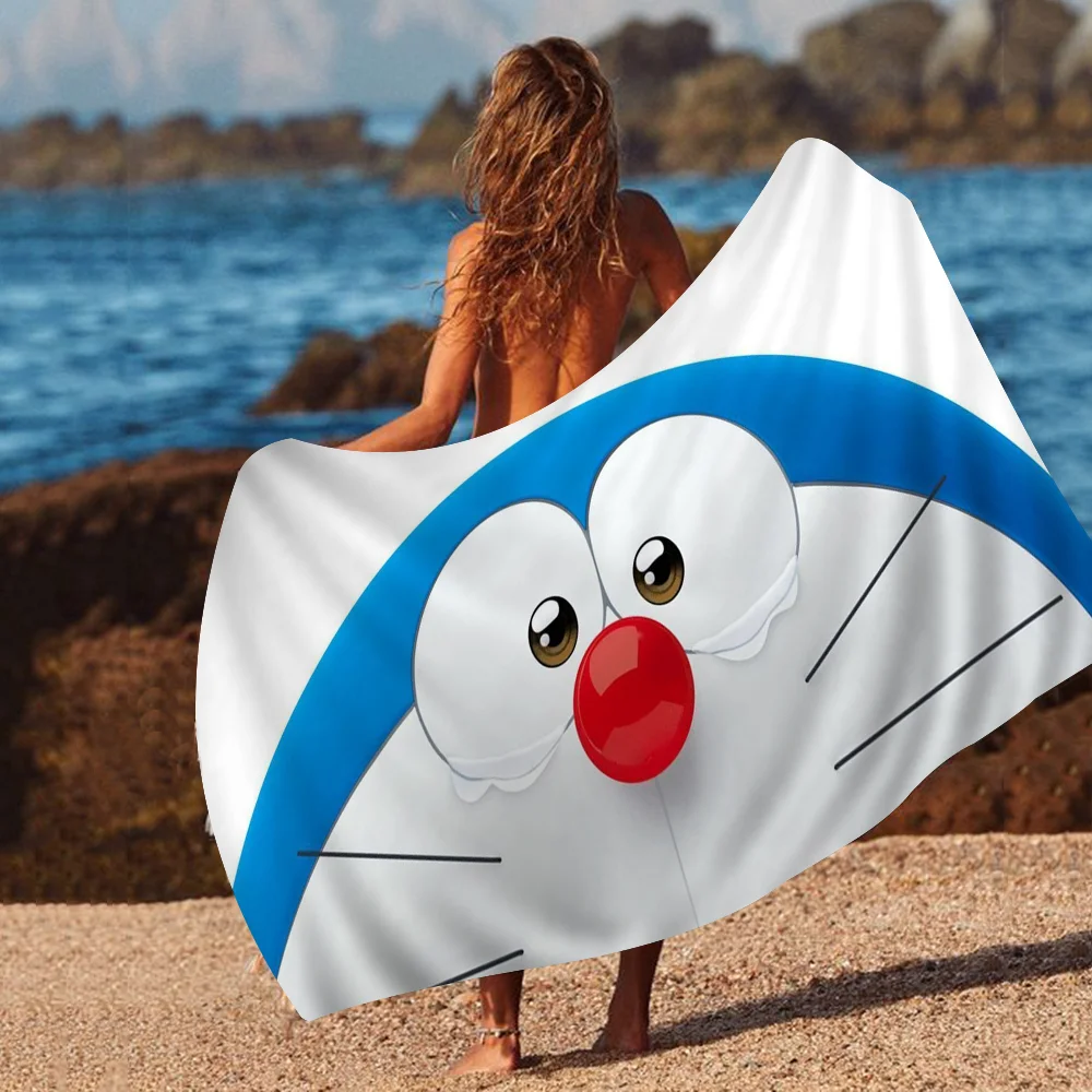 Cartoon Doraemons Microfiber Printed Beach Towel Mountain Climbing Yoga Beach Swimming Running Absorbent Soft Towel
