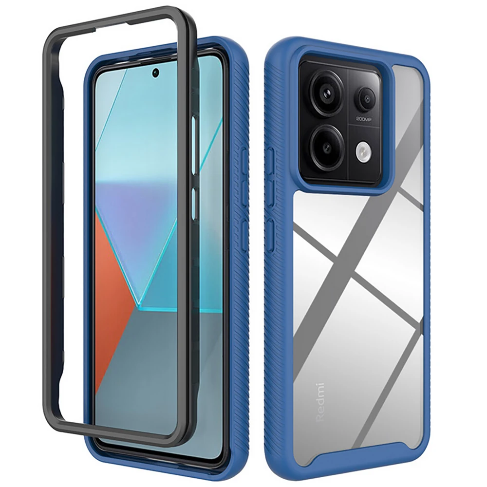 حافظة شفافة لهاتف Poco C65 2In1 غطاء خلفي من السيليكون الهجين PU لهاتف Xiaomi Poco X6 حافظة Mi Phone X6 X 6 C65 Funda Etui