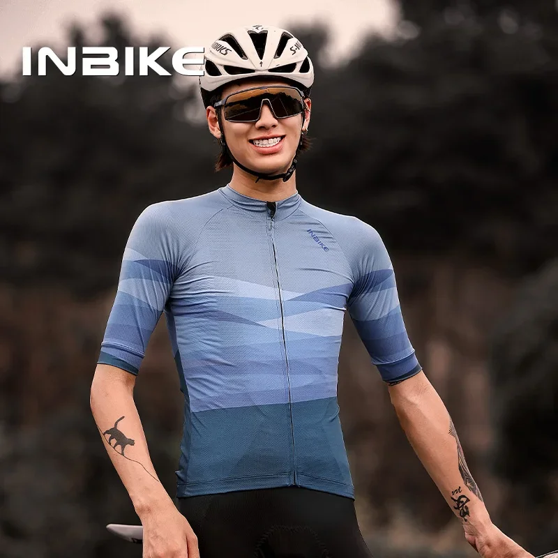 INBIKE Summer Men\'s Cycling Jersey Breathable Road Cycling Jersey Short Sleeve Mountain Bike Cycling Jersey with Three Pockets