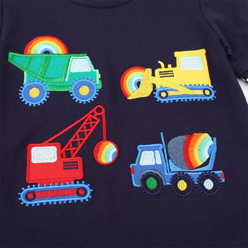 Little maven Baby Boys Blouses Long Sleeves Striped T-shirt Cotton Cartoon Excavator Tops 2024 for Kids Children\'s Clothing