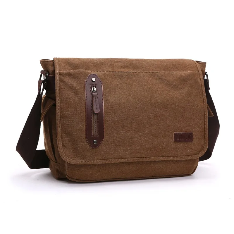 

Nesitu Highend Vintage Casual Black Coffee Khaki Blue A4 Durable Canvas Laptop Women Men Shoulder Messenger Bag M8801