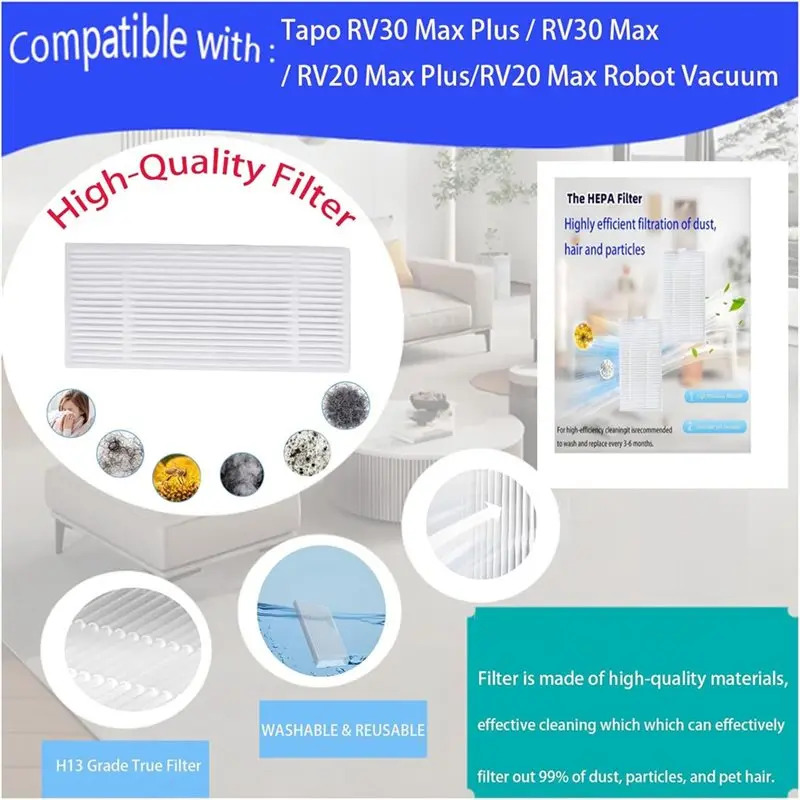 AC39-For Tapo RV30 Max Plus/RV30 Max/RV20 Max Plus/RV20 Max مجموعة ملحقات-قطع غيار مكنسة الروبوت #4