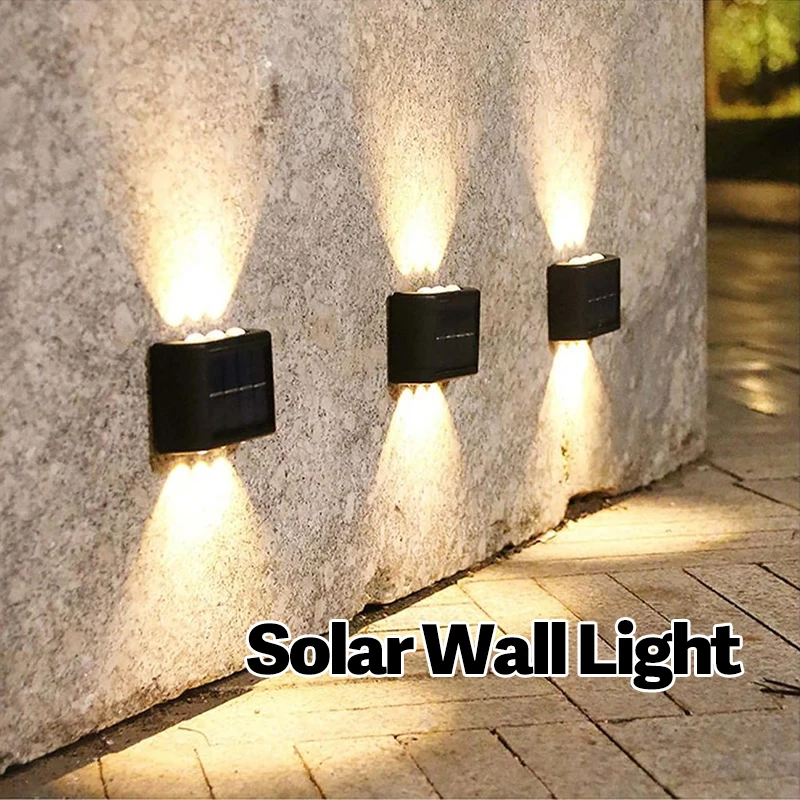 

2/4/8 Packs Solar Outdoor Wall Lights, Outdoor 6 LED Solar Deck Lights, Rechargeable Battery, Wall Light, Outdoor Lights For Courtyard, Street, Fence, Garage, Garden Perfect Decoration