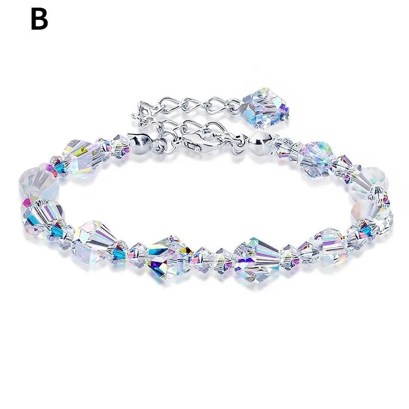 Northern Lights Bracelet Square Crystal Bracelet Exquisite Luxury Jewelry Women Girls Adjustable Stretch Link Chain Bracelets