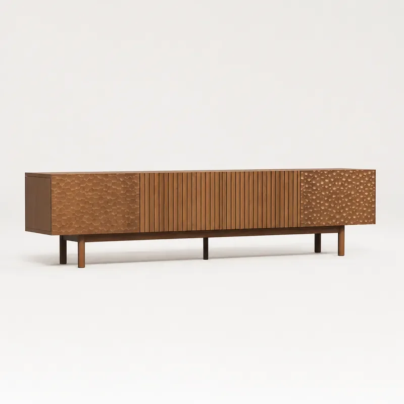 Nordic Antique Hammered Pattern Solid Wood TV Cabinet Wabi Sabi Retro Dining Sideboard Entrance Storage Console Table